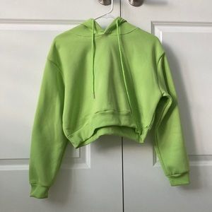 Lime green cropped hoodie from Shein, size medium.
